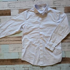 Calvin Klein Boy's Light Blue Micro-Pattern Dress Shirt